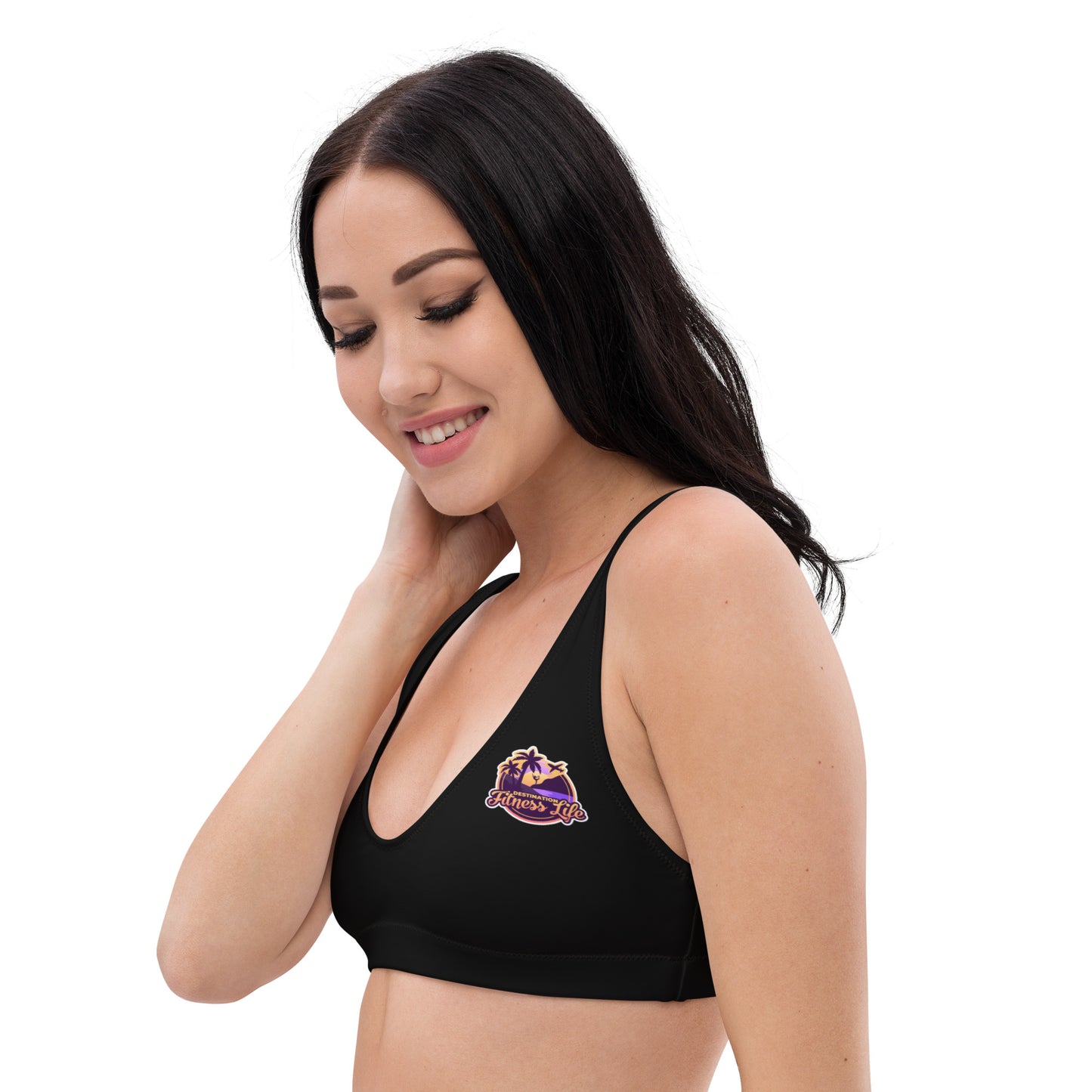 DFL Recycled padded bikini top Black